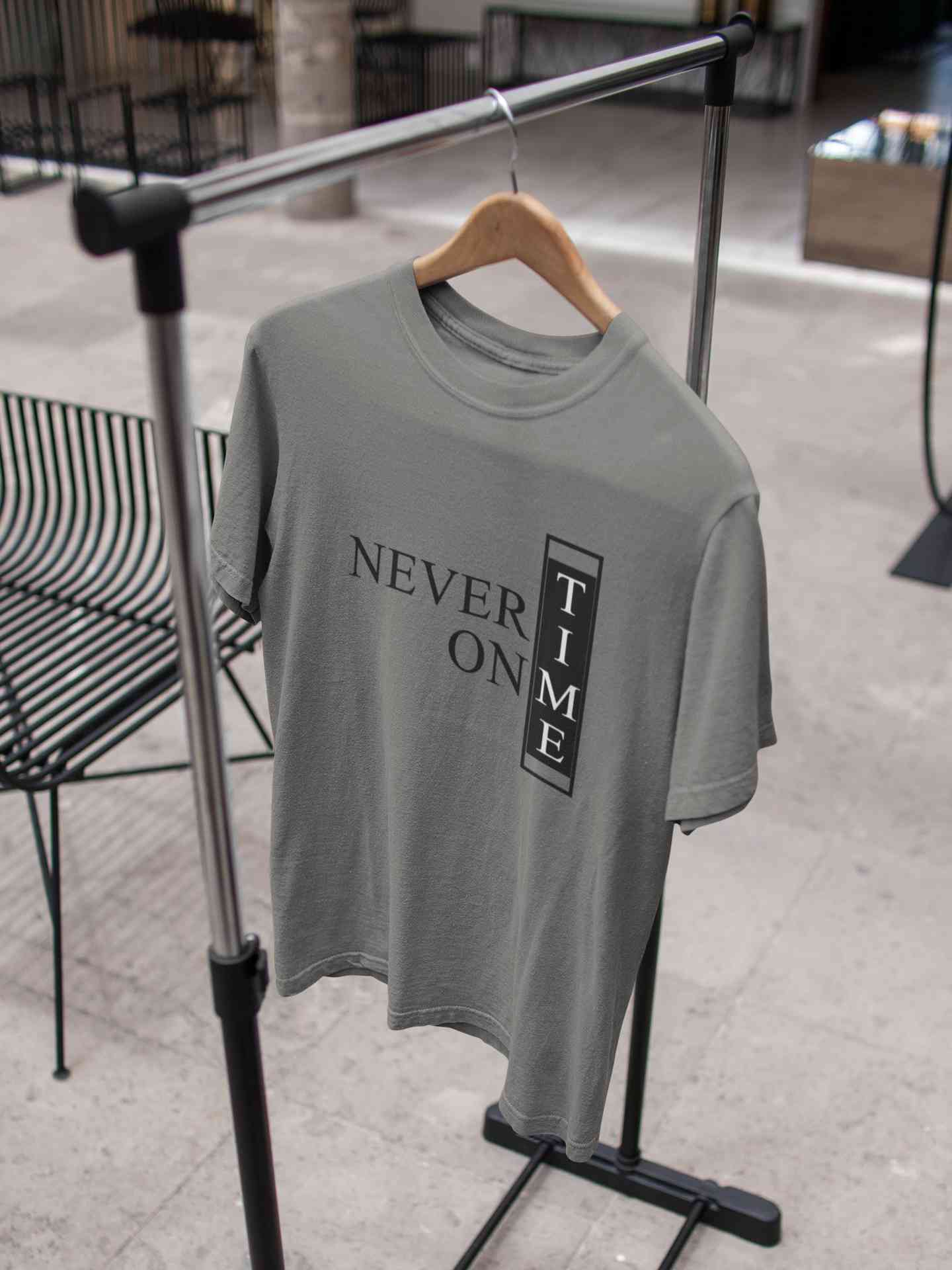 Never On Time Typography Mens Half Sleeves T-shirt- FunkyTeesClub