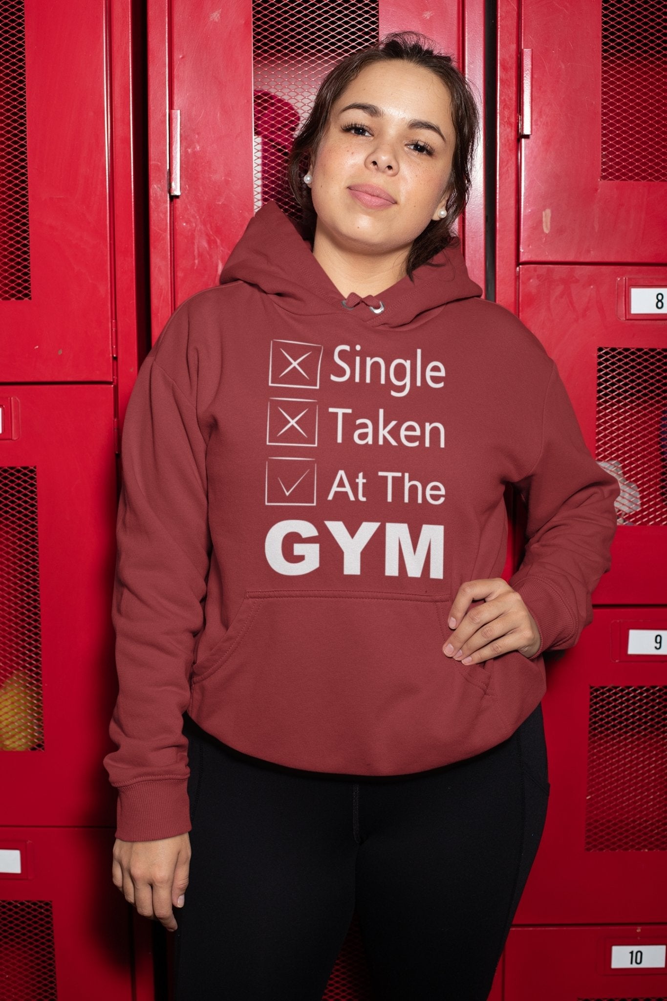 Single Taken At The Gym And Workout Hoodies for Women-FunkyTeesClub - Funky Tees Club