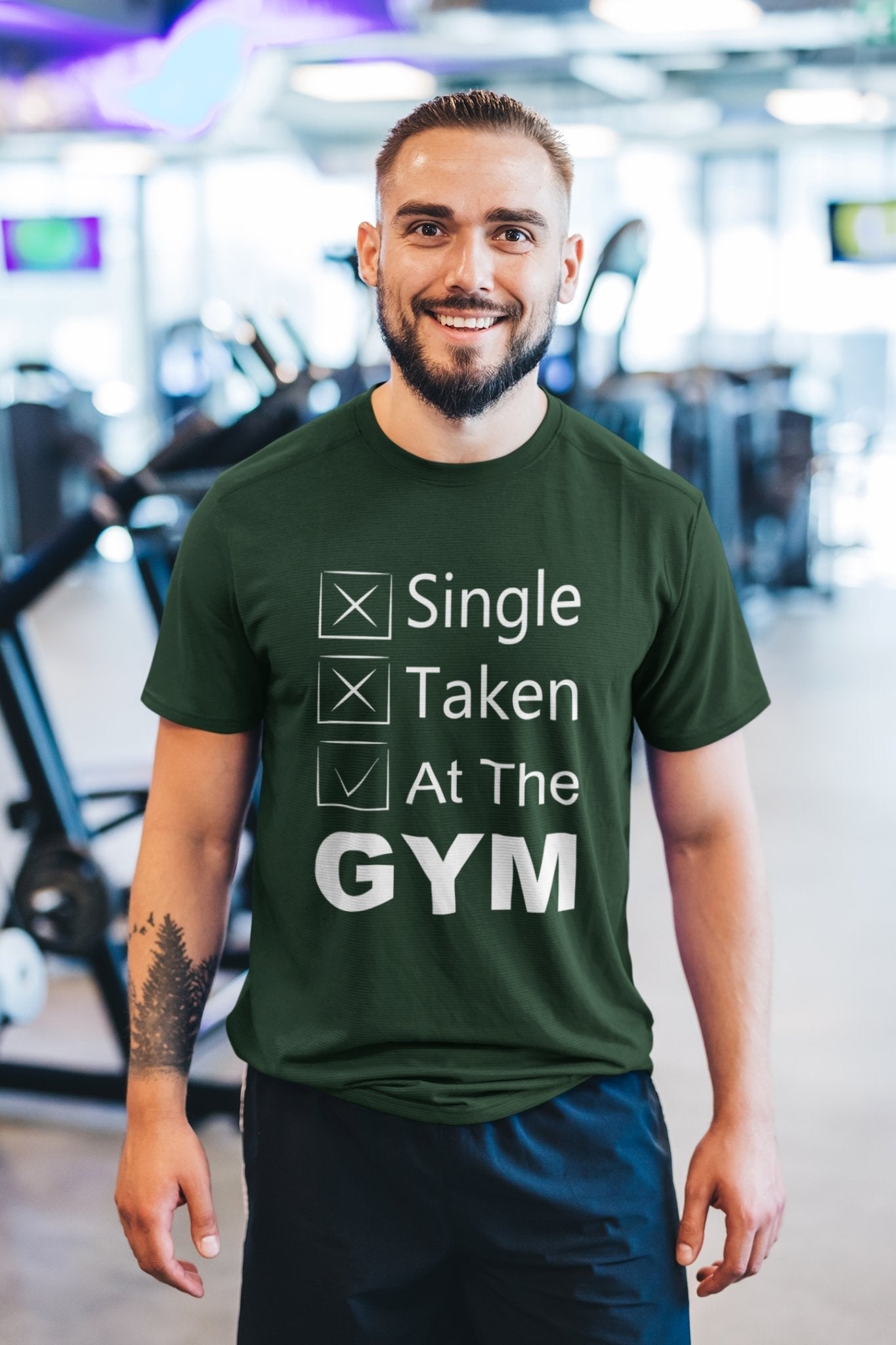 Single Taken At The Gym And Workout Mens Half Sleeves T-shirt- FunkyTeesClub - Funky Tees Club
