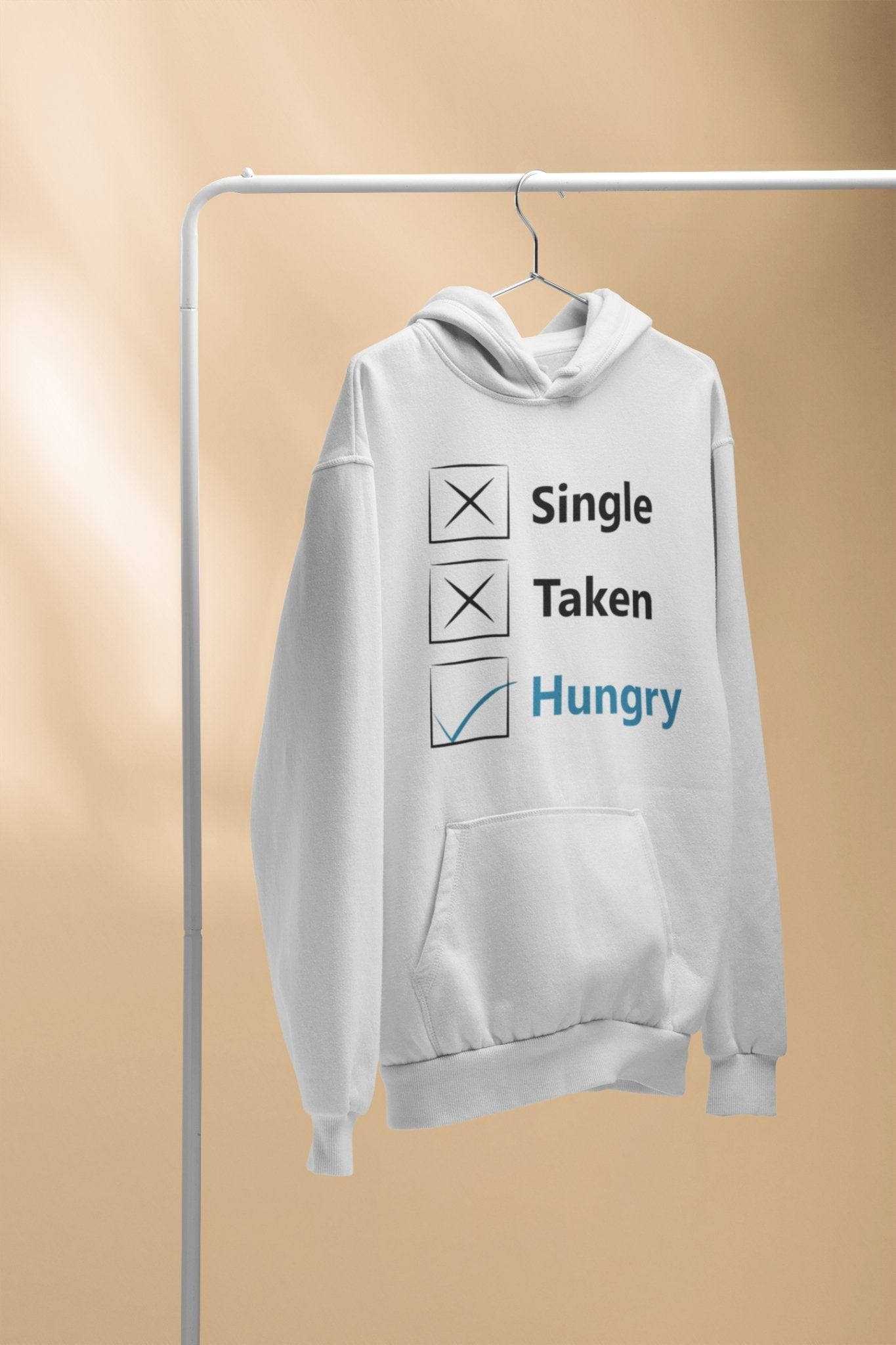 Single Taken Hungry Foodie Hoodies for Women-FunkyTeesClub - Funky Tees Club