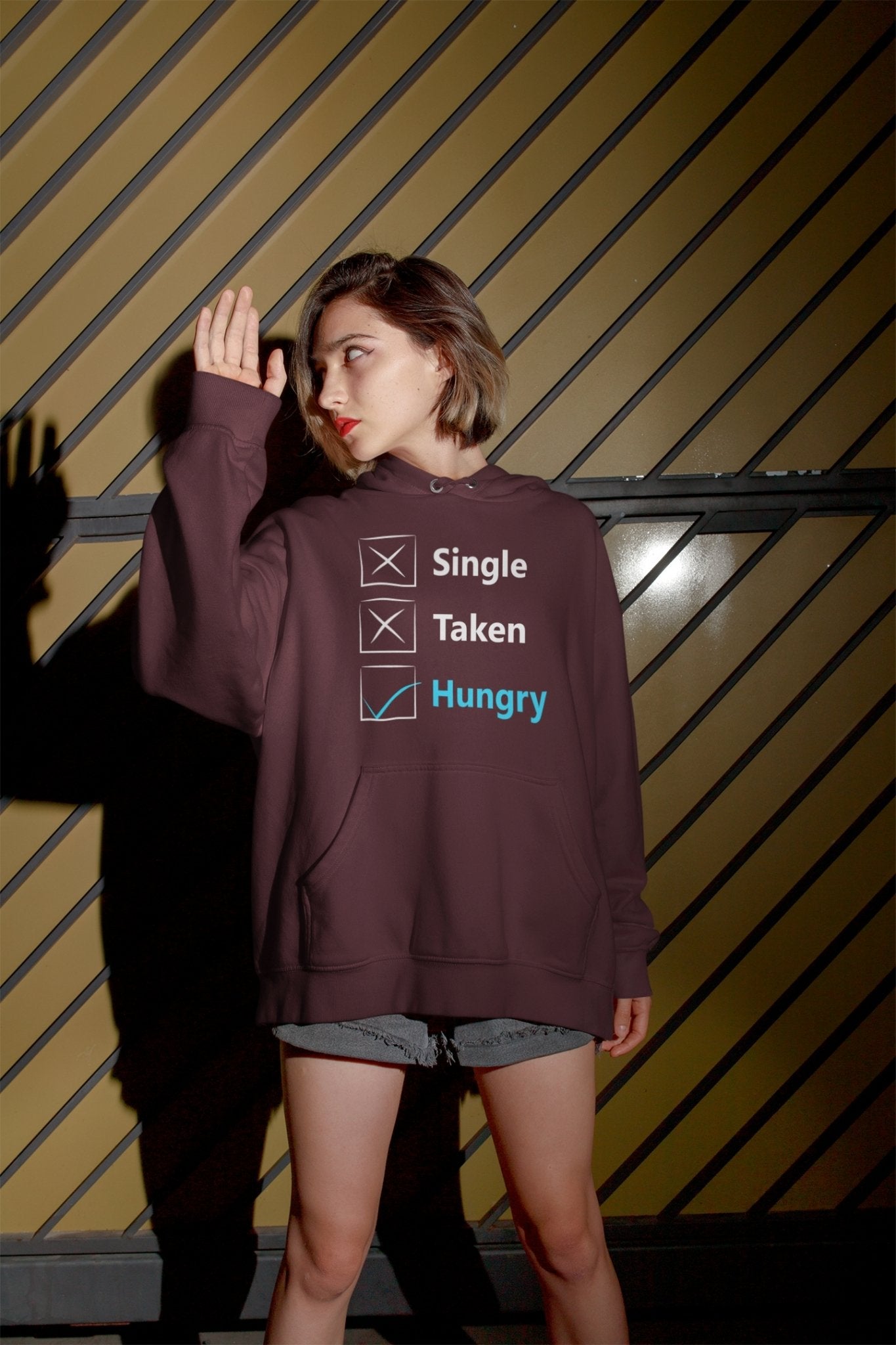 Single Taken Hungry Foodie Hoodies for Women-FunkyTeesClub - Funky Tees Club