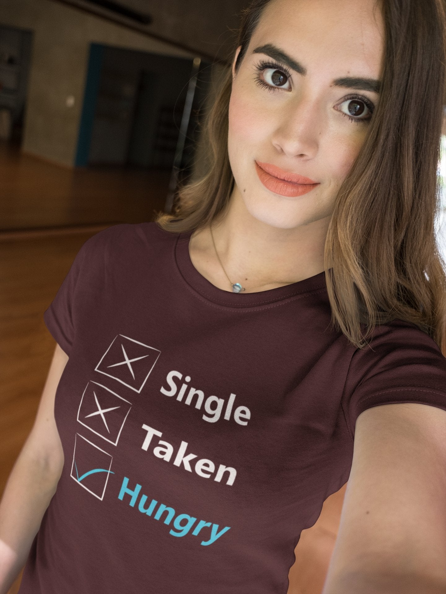 Single Taken Hungry Foodie Women Half Sleeves T-shirt- FunkyTeesClub - Funky Tees Club