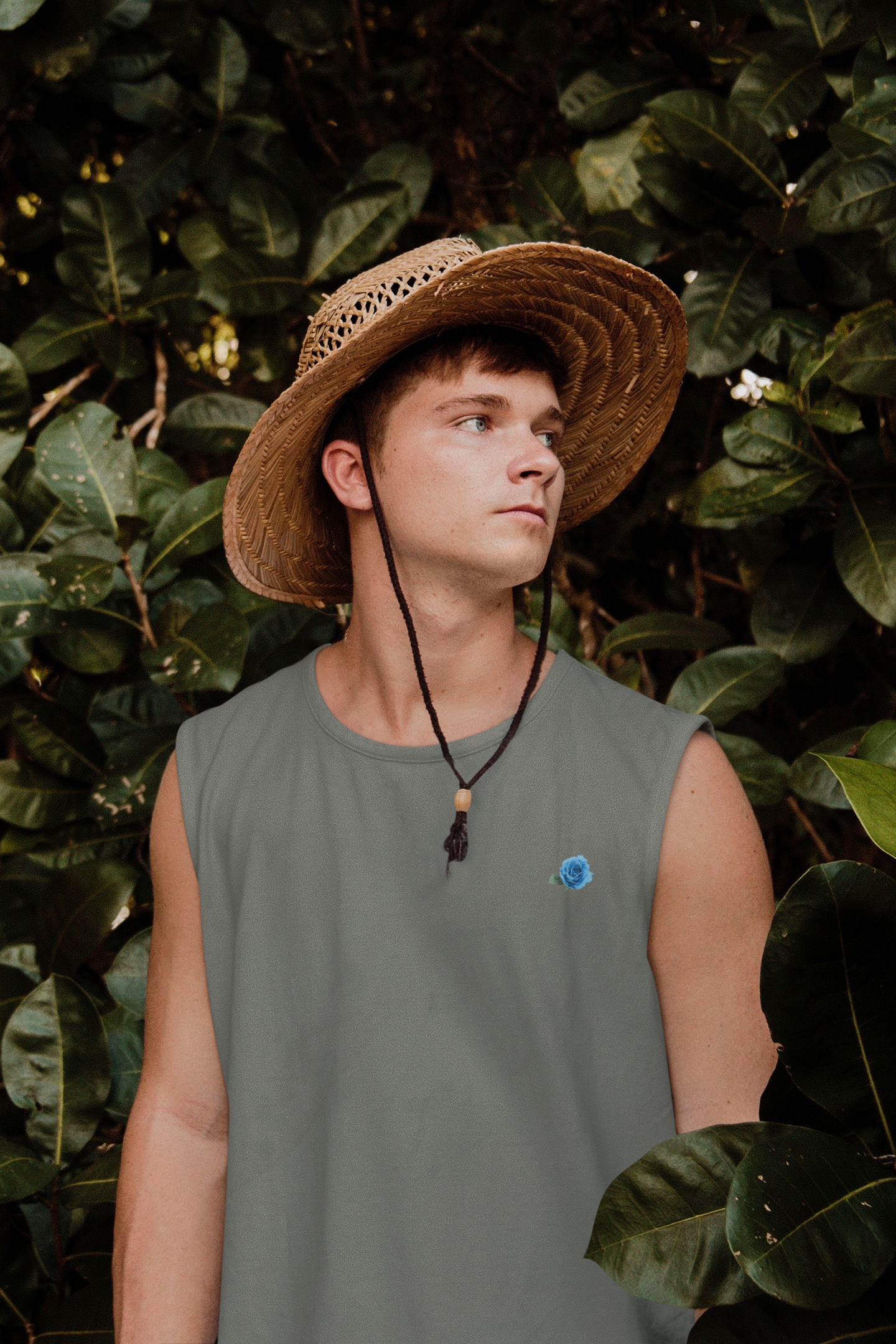 Blue Rose Minimal Men Sleeveless T-Shirts-FunkyTeesClub