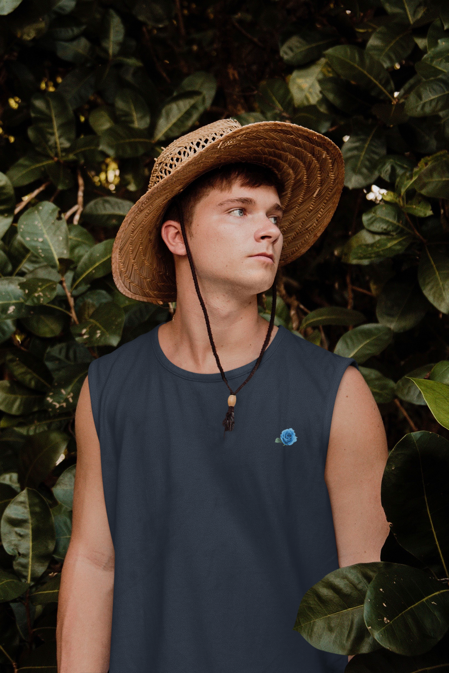 Blue Rose Minimal Men Sleeveless T-Shirts-FunkyTeesClub