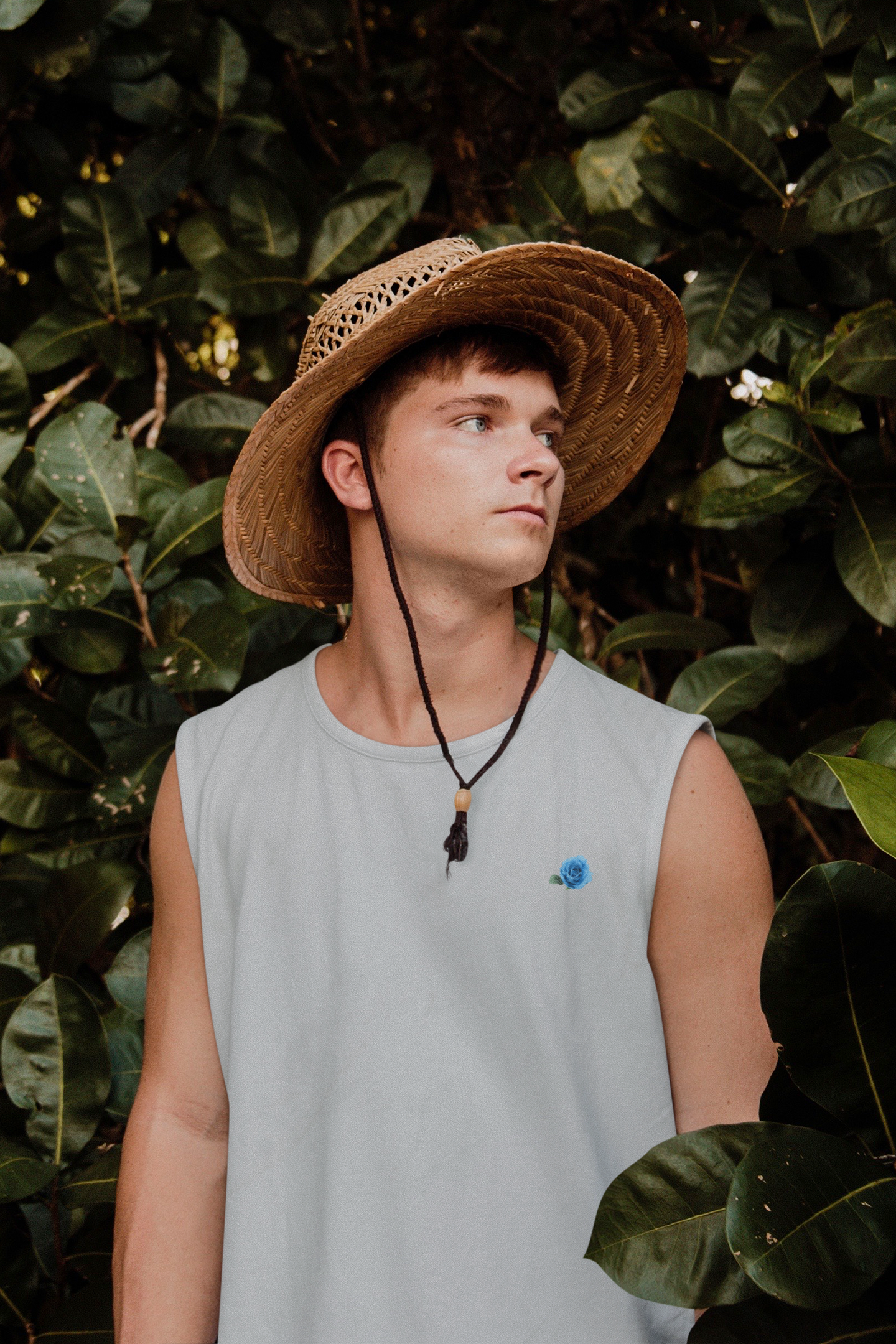 Blue Rose Minimal Men Sleeveless T-Shirts-FunkyTeesClub