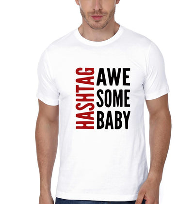 Hashtag Awesome Baby  Hashtag Awesome Dad Father and Son Matching T-Shirt- FunkyTeesClub