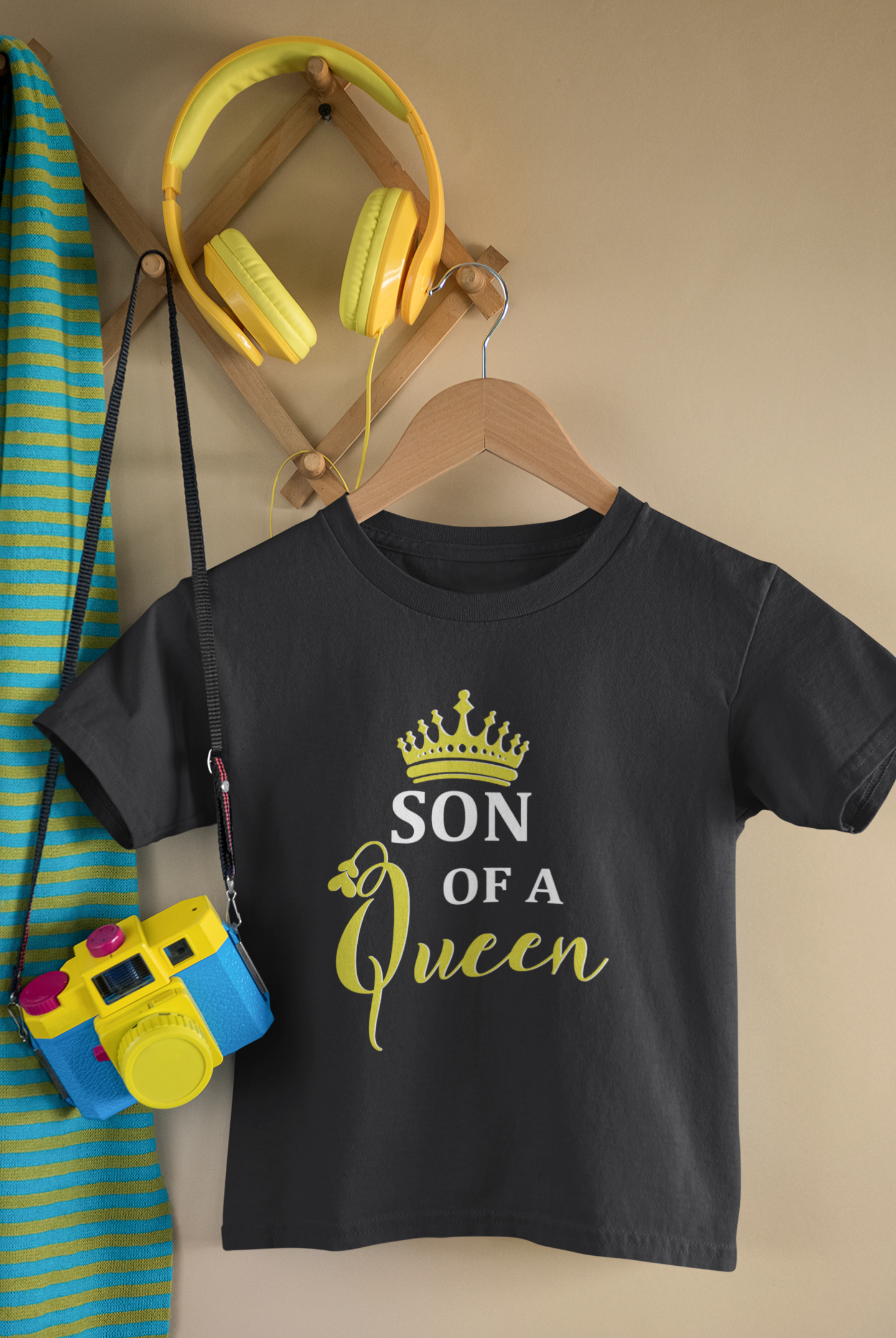 Son Of A Queen Mother And Son Black Matching T-Shirt- FunkyTeesClub
