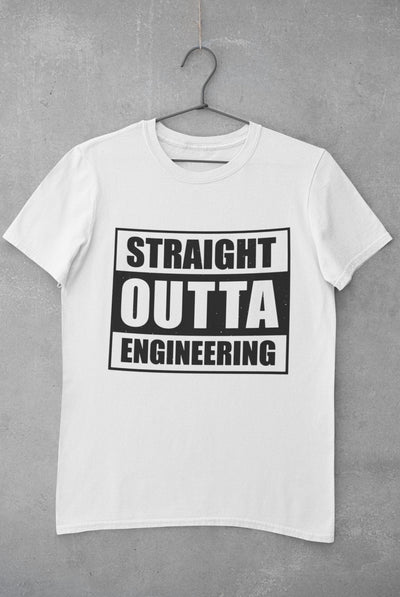 Straight Outta Engineering Mens Half Sleeves T-shirt- FunkyTeesClub - Funky Tees Club