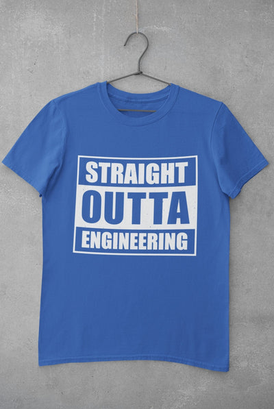 Straight Outta Engineering Mens Half Sleeves T-shirt- FunkyTeesClub - Funky Tees Club
