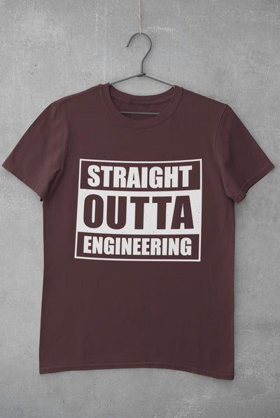 Straight Outta Engineering Mens Half Sleeves T-shirt- FunkyTeesClub - Funky Tees Club