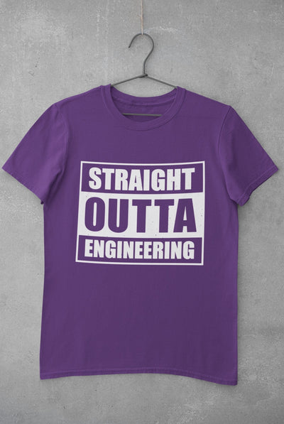 Straight Outta Engineering Mens Half Sleeves T-shirt- FunkyTeesClub - Funky Tees Club