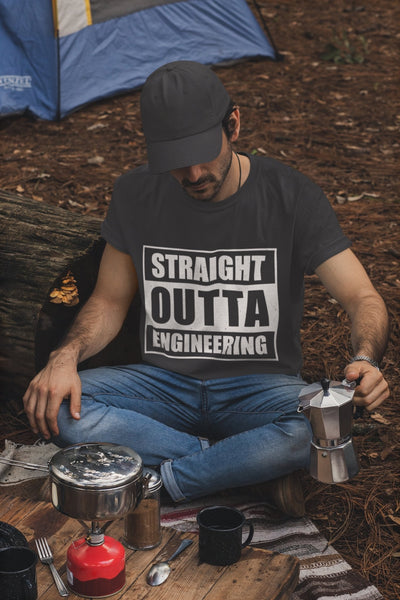 Straight Outta Engineering Mens Half Sleeves T-shirt- FunkyTeesClub - Funky Tees Club