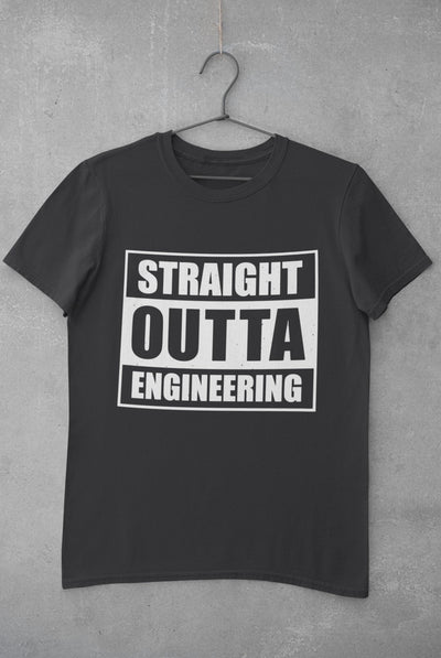 Straight Outta Engineering Mens Half Sleeves T-shirt- FunkyTeesClub - Funky Tees Club