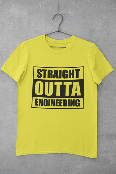 Straight Outta Engineering Mens Half Sleeves T-shirt- FunkyTeesClub - Funky Tees Club