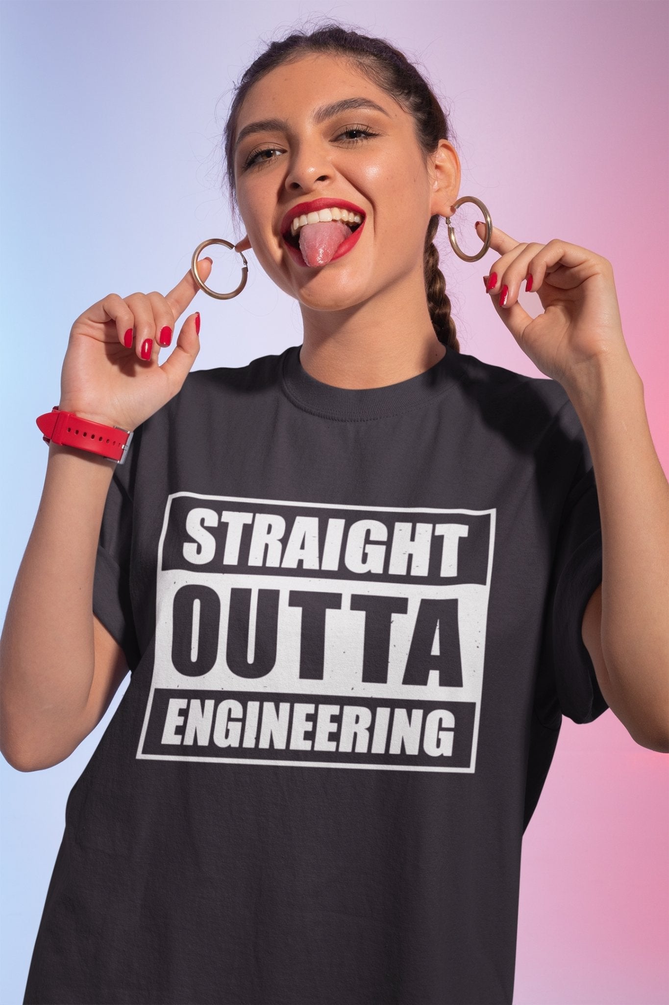 Straight Outta Engineering Women Half Sleeves T-shirt- FunkyTeesClub - Funky Tees Club