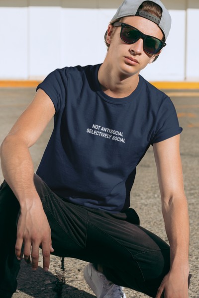 Not Anti Social Selectively Social Minimal Mens Half Sleeves T-shirt- FunkyTeesClub