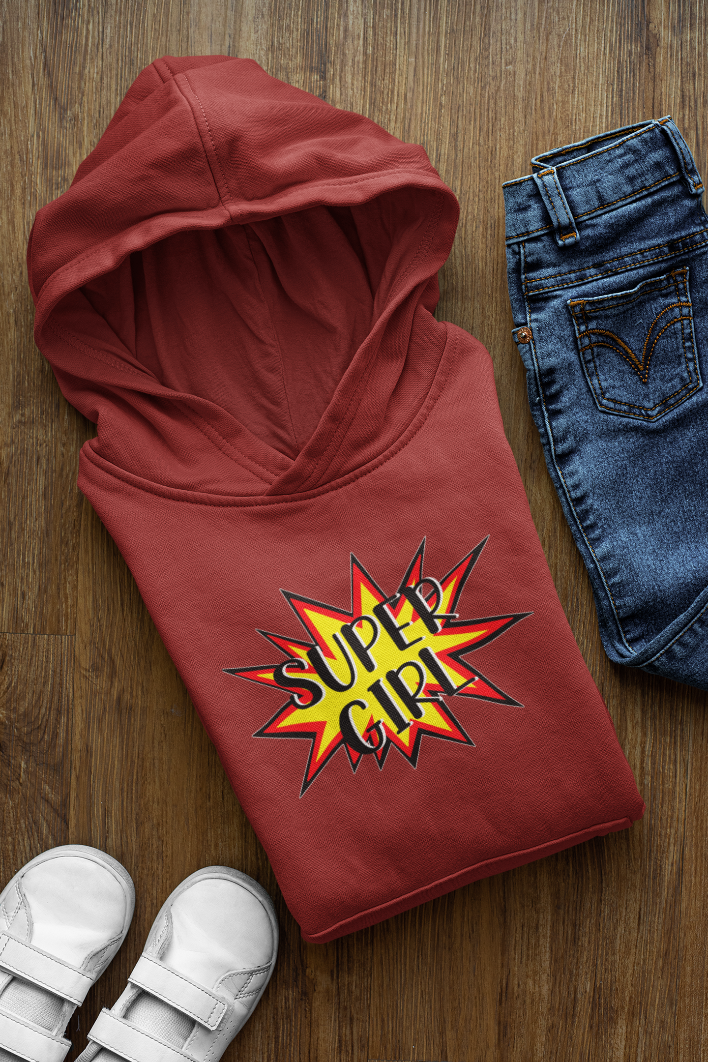 Super Dad Father and Daughter Red Matching Hoodies- FunkyTeesClub
