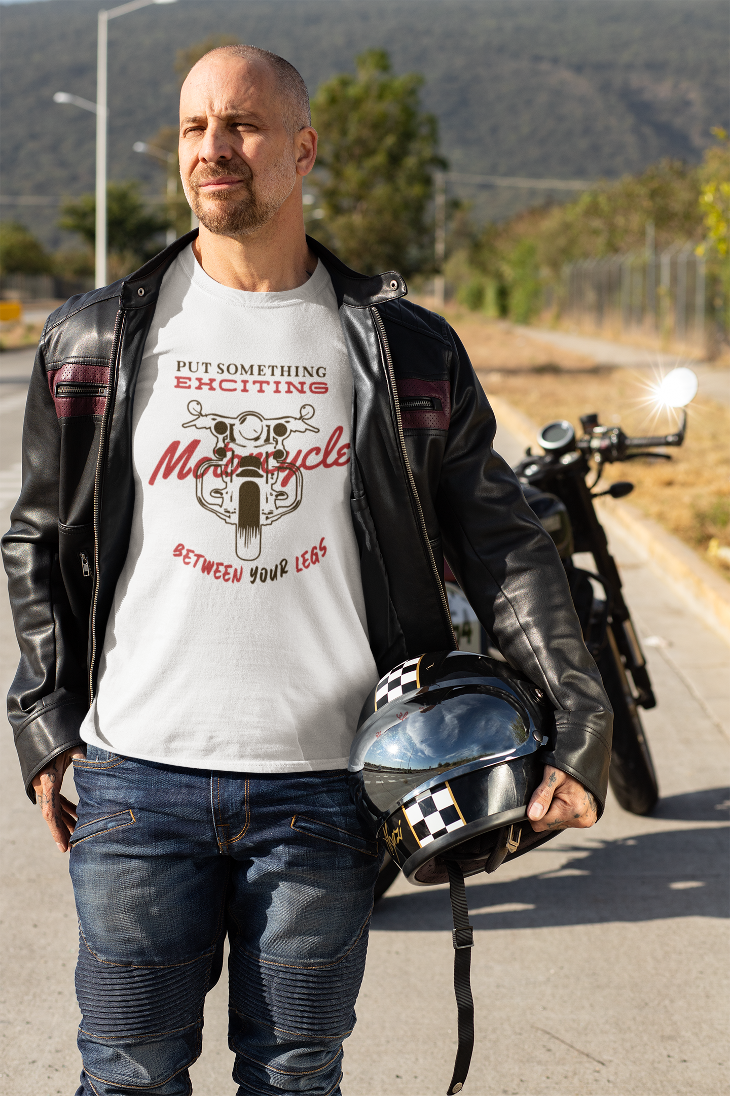 Put Something Exciting Between your Legs Funny Mens Half Sleeves T-shirt- FunkyTeesClub