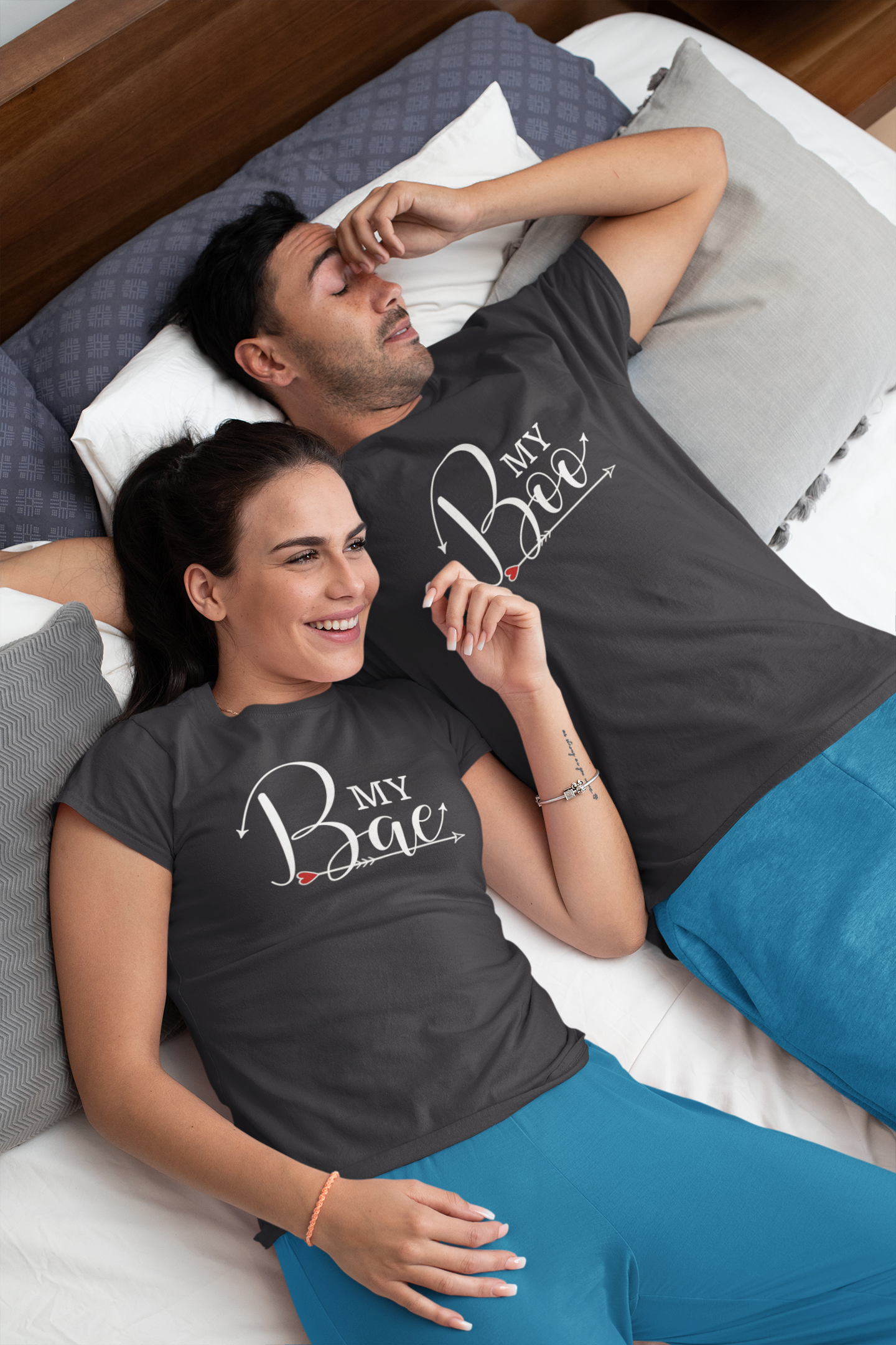 My Bae Boo Couple Half Sleeves T-Shirts -FunkyTeesClub
