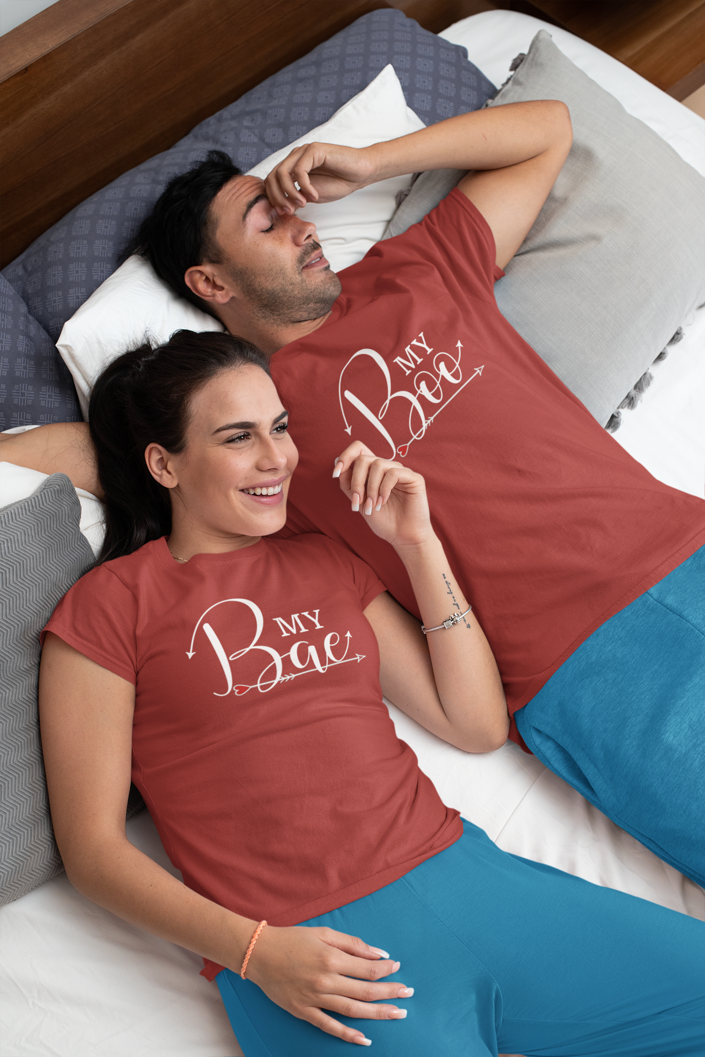 My Bae Boo Couple Half Sleeves T-Shirts -FunkyTeesClub