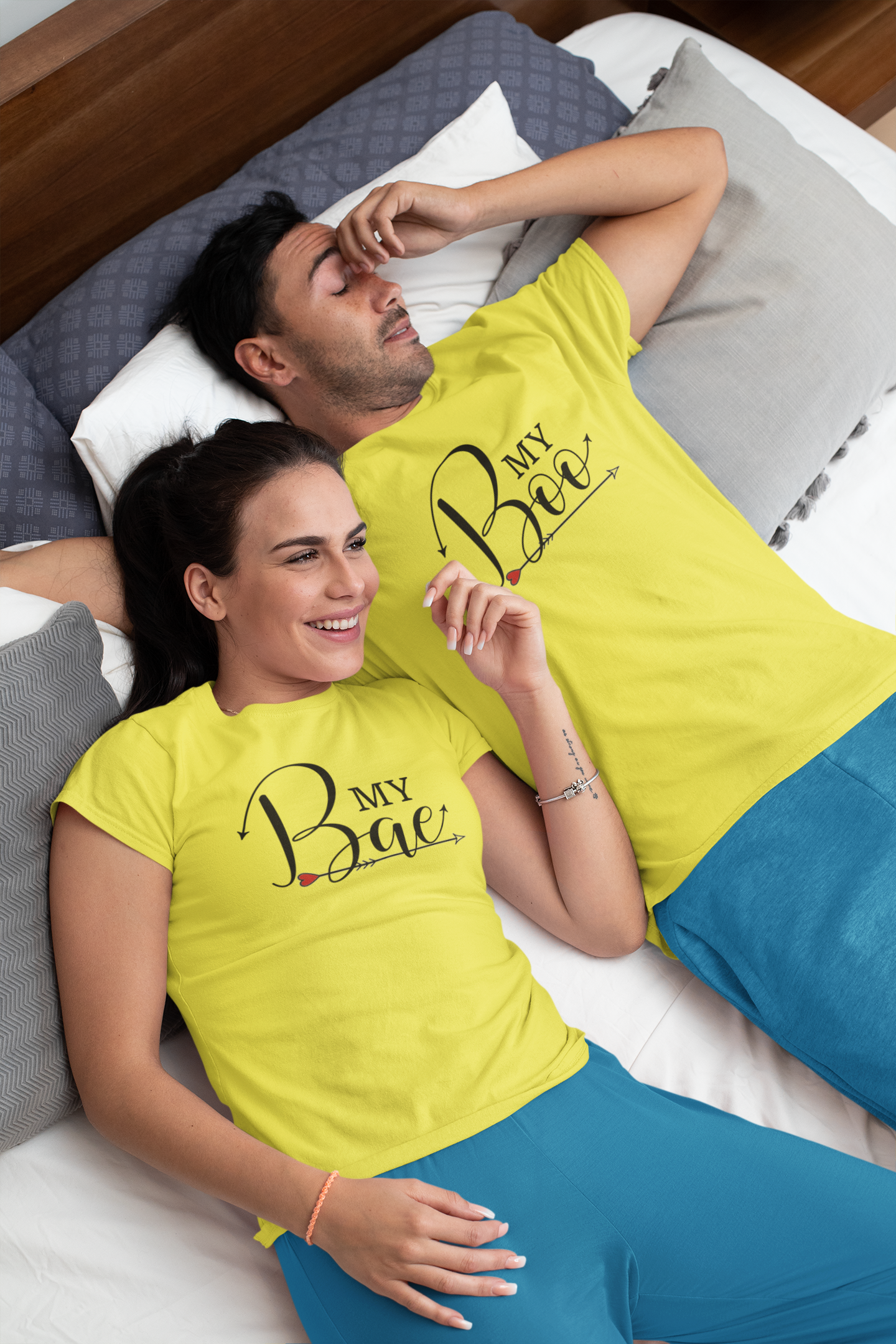 My Bae Boo Couple Half Sleeves T-Shirts -FunkyTeesClub