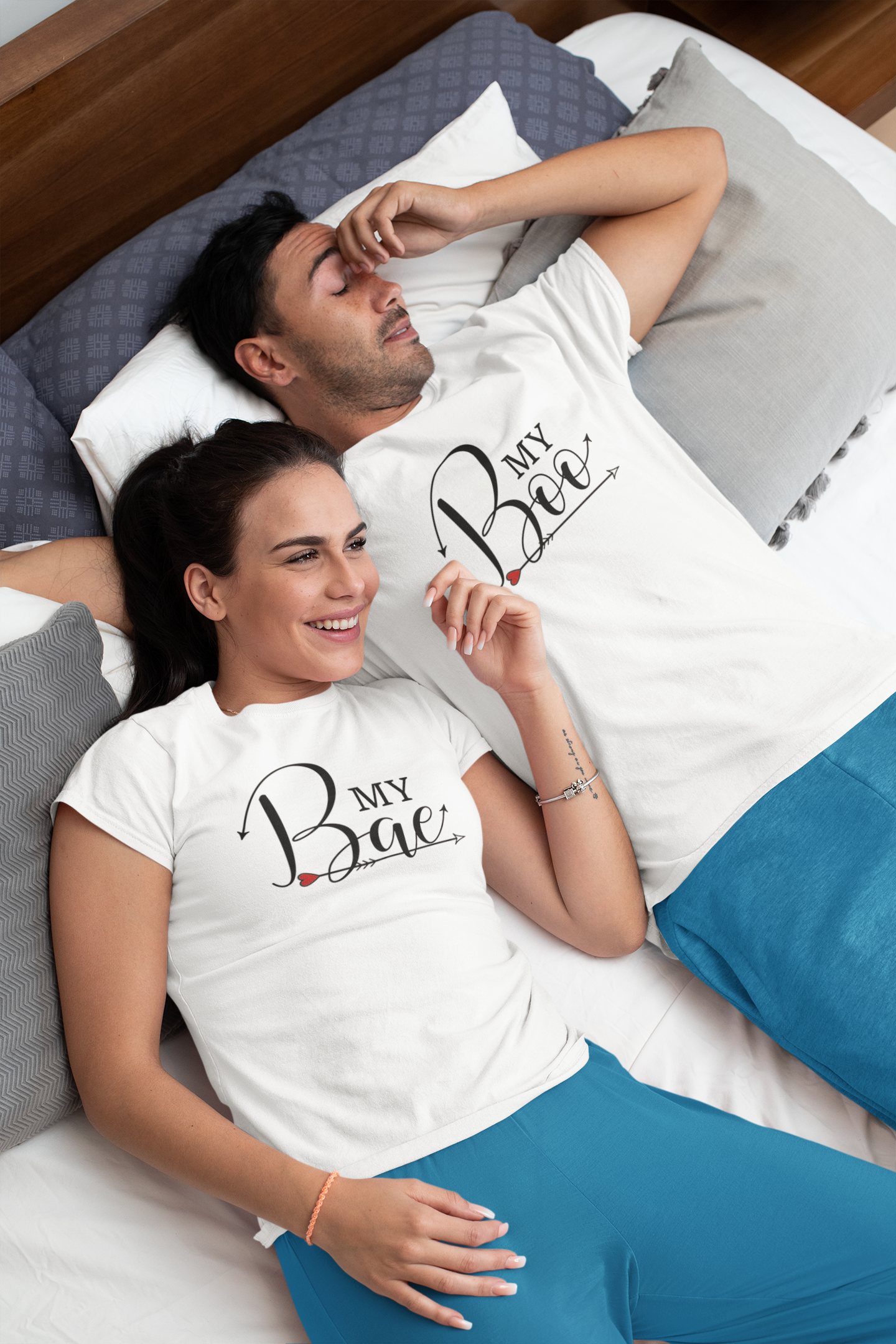My Bae Boo Couple Half Sleeves T-Shirts -FunkyTeesClub