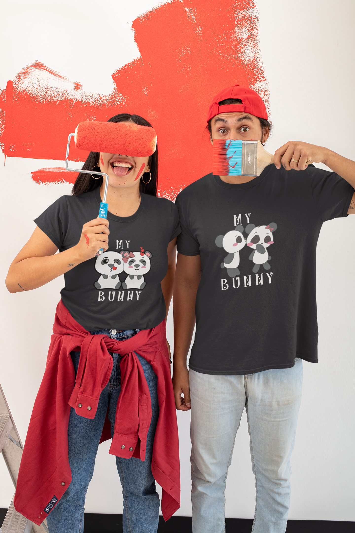My Honey My Bunny Couple Half Sleeves T-Shirts -FunkyTeesClub