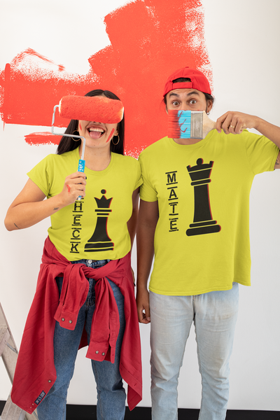 Check Mate Couple Half Sleeves T-Shirts -FunkyTeesClub