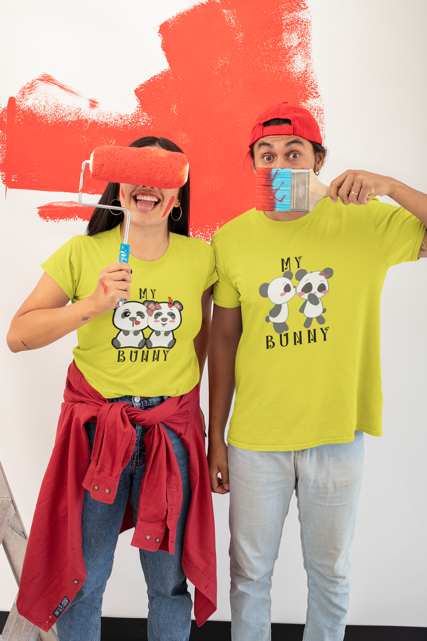 My Honey My Bunny Couple Half Sleeves T-Shirts -FunkyTeesClub