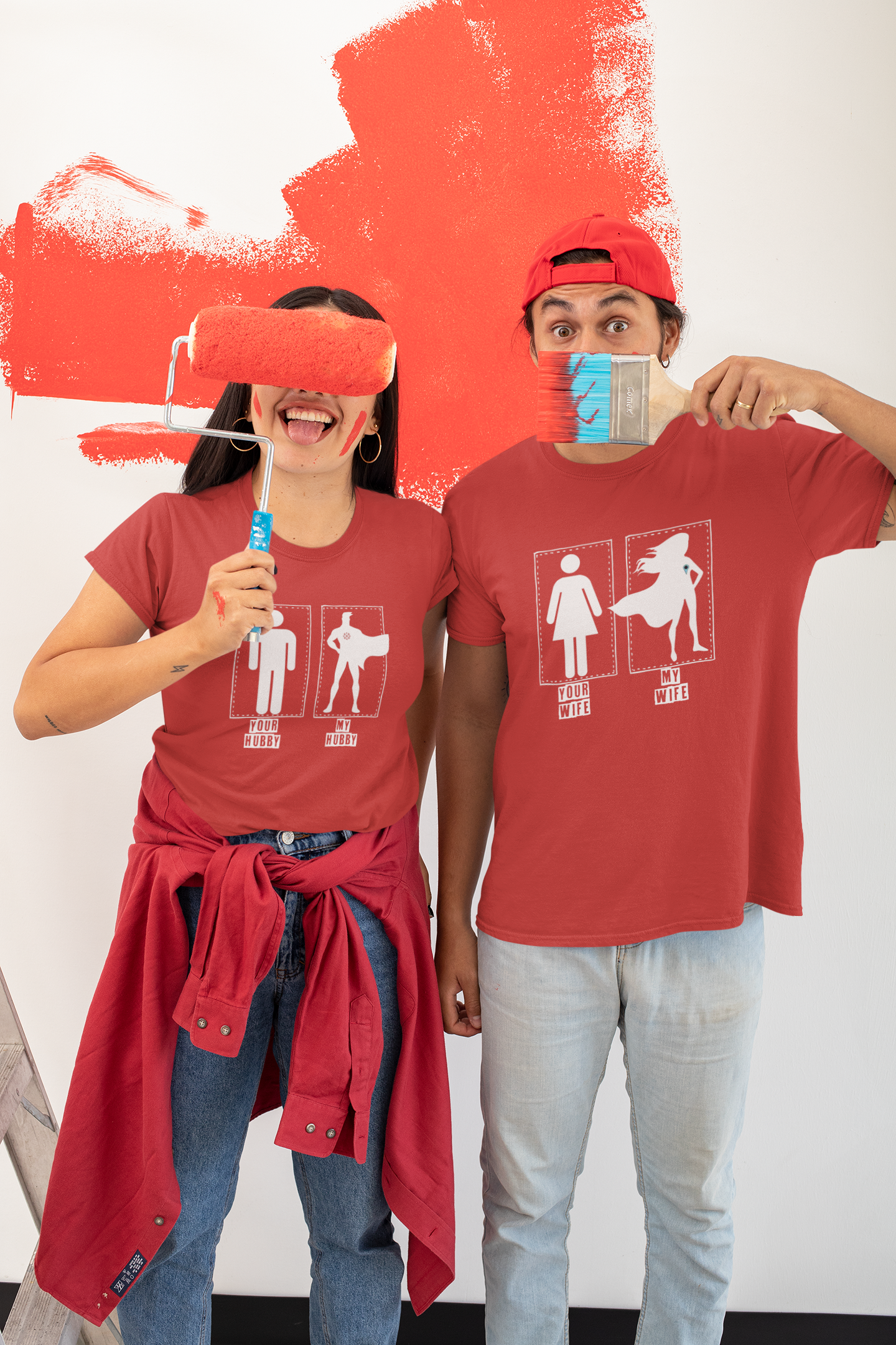 Your Vs Mine Couple Half Sleeves T-Shirts -FunkyTeesClub