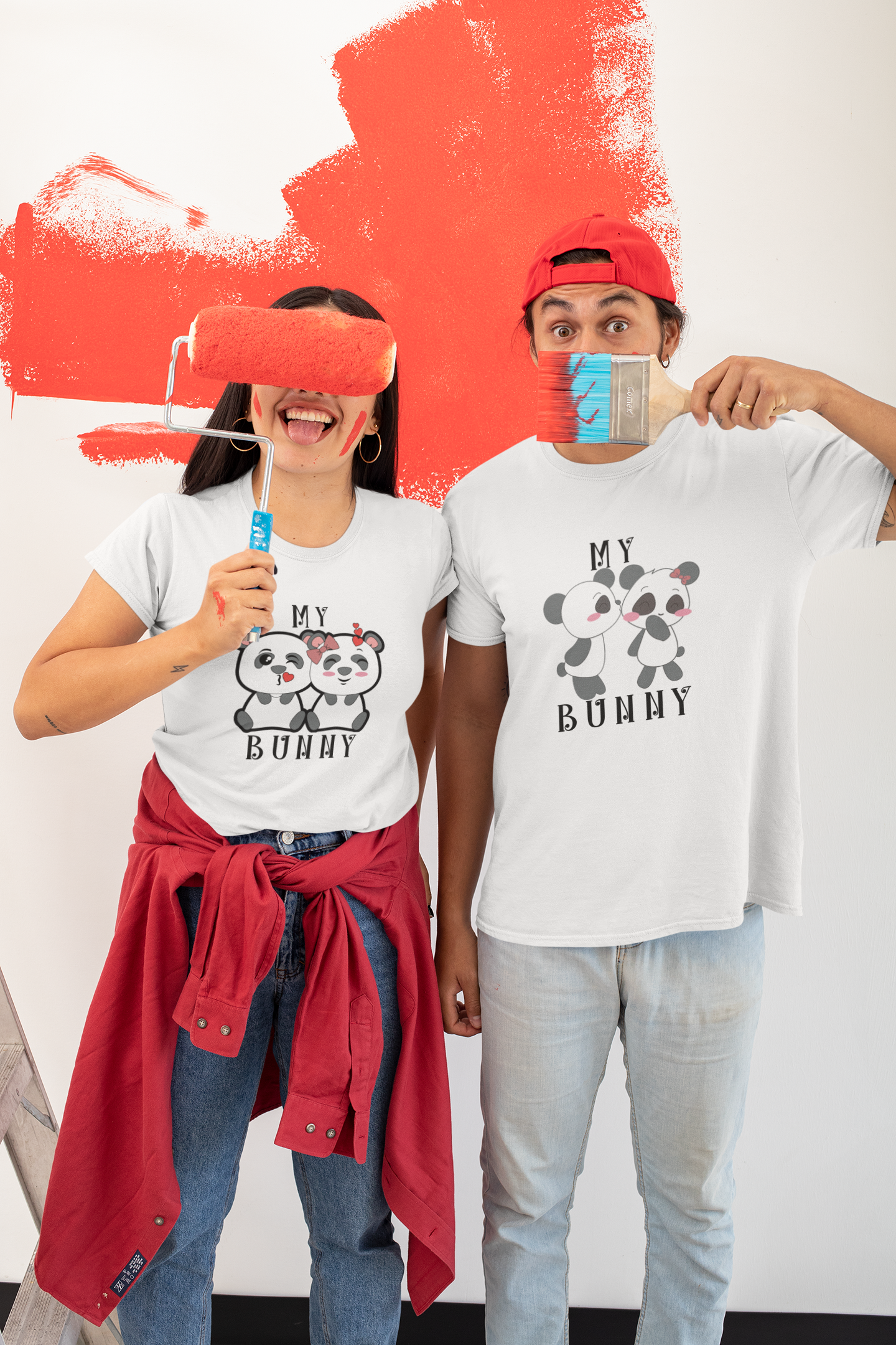 My Honey My Bunny Couple Half Sleeves T-Shirts -FunkyTeesClub