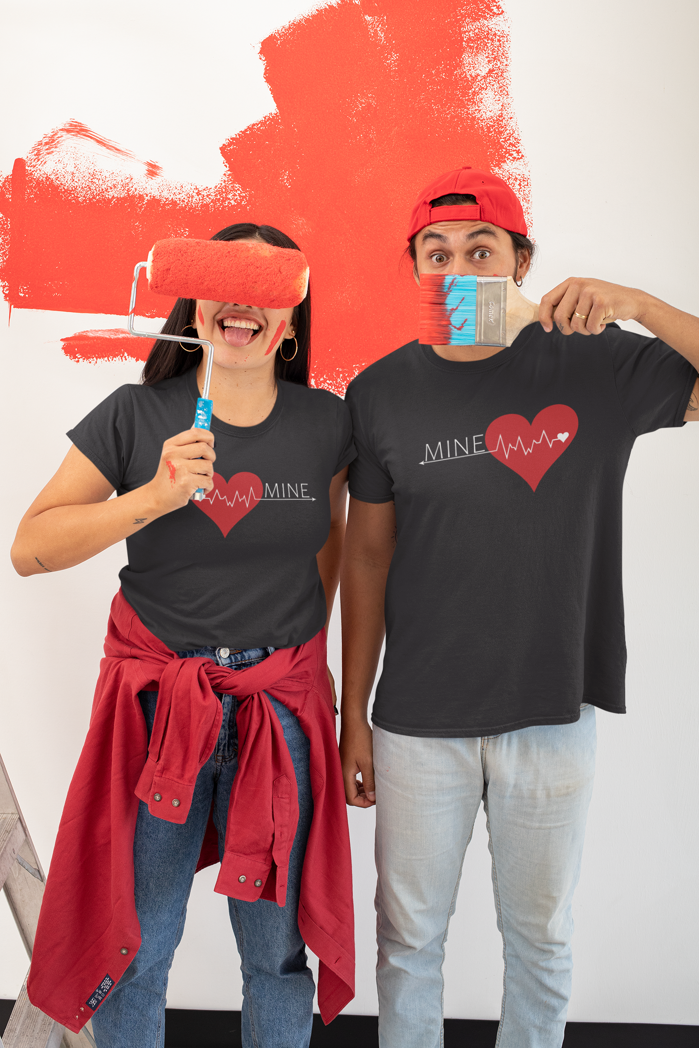 Mine Couple Half Sleeves T-Shirts -FunkyTeesClub