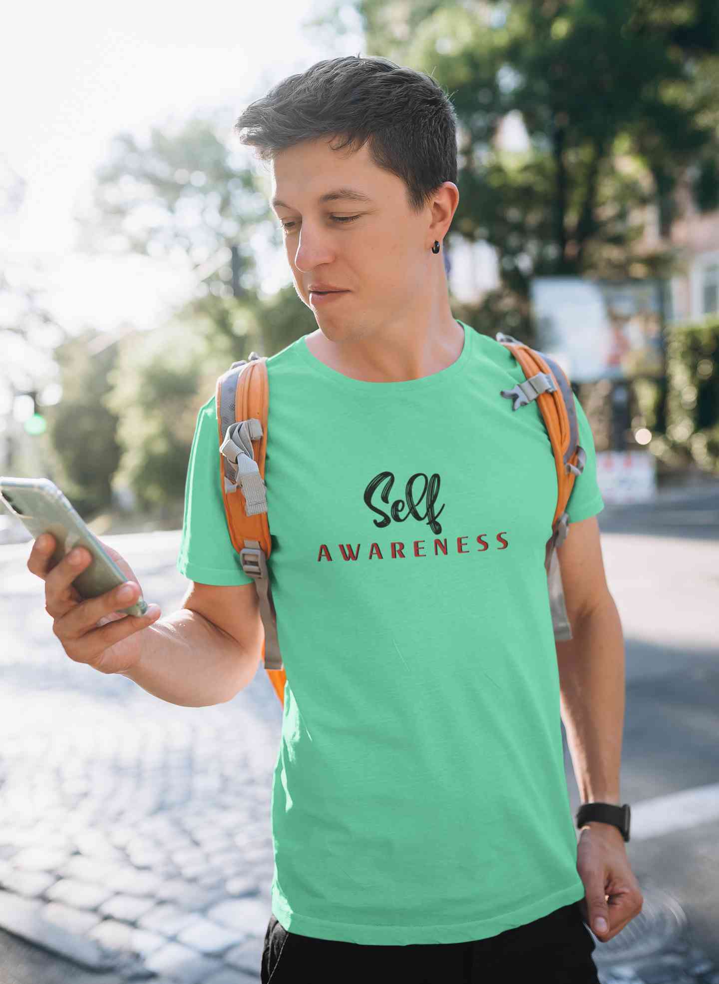Self Awareness Typography Mens Half Sleeves T-shirt- FunkyTeesClub