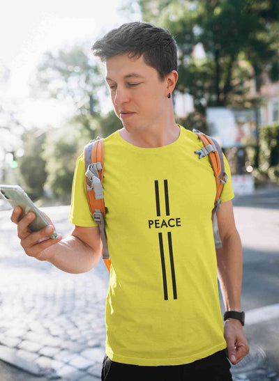 Strip Peace Mens Half Sleeves T-shirt- FunkyTeesClub