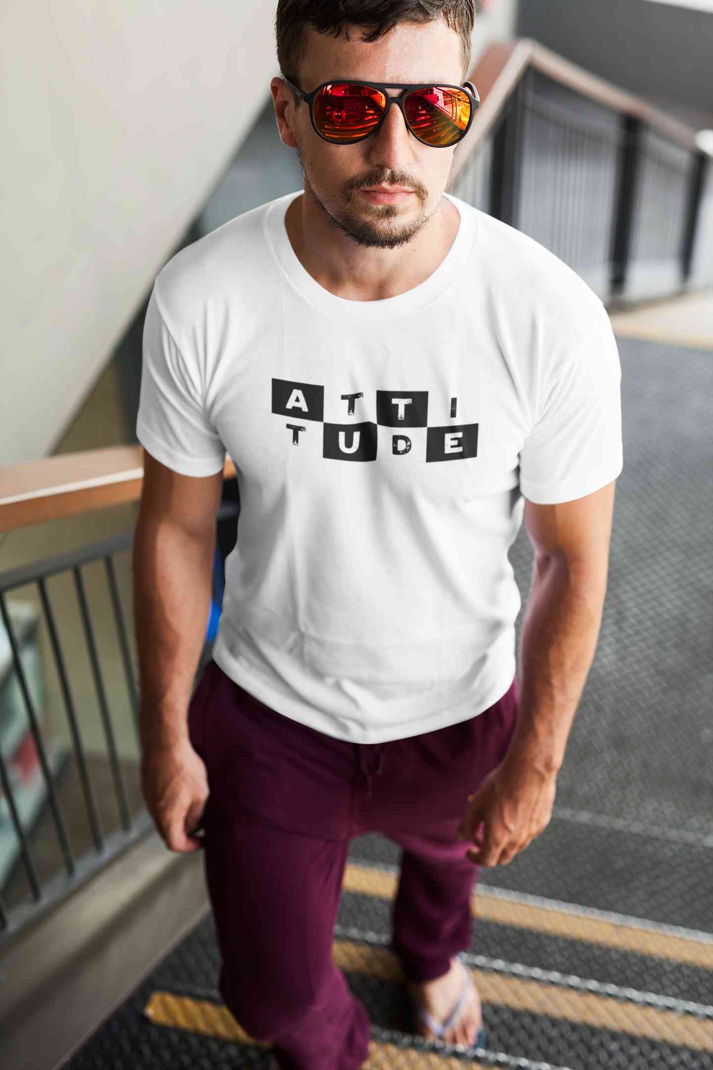 Attitude Typography Mens Half Sleeves T-shirt- FunkyTeesClub