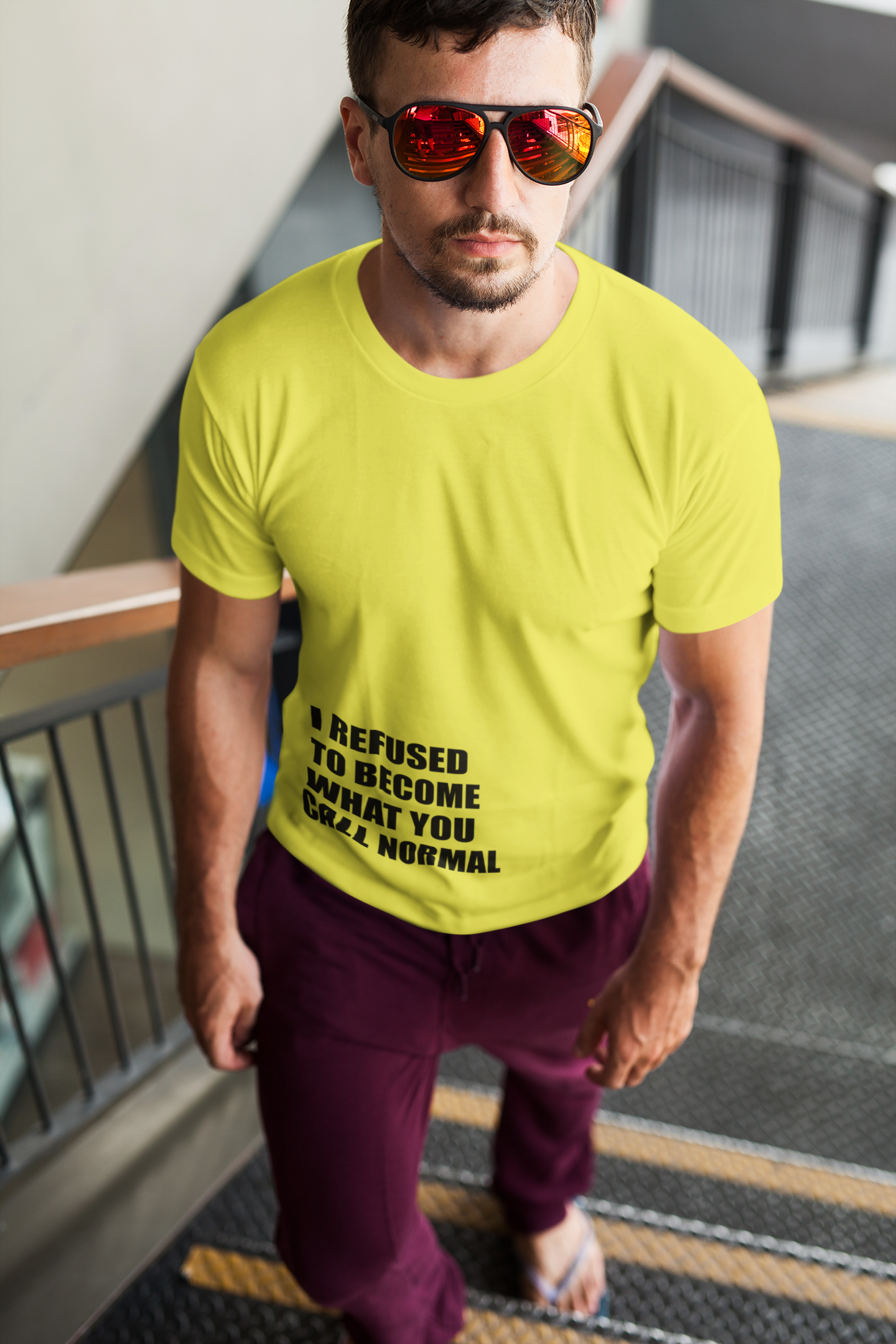 I Refused You To Become What You Will Call Normal Quotes Mens Half Sleeves T-shirt- FunkyTeesClub