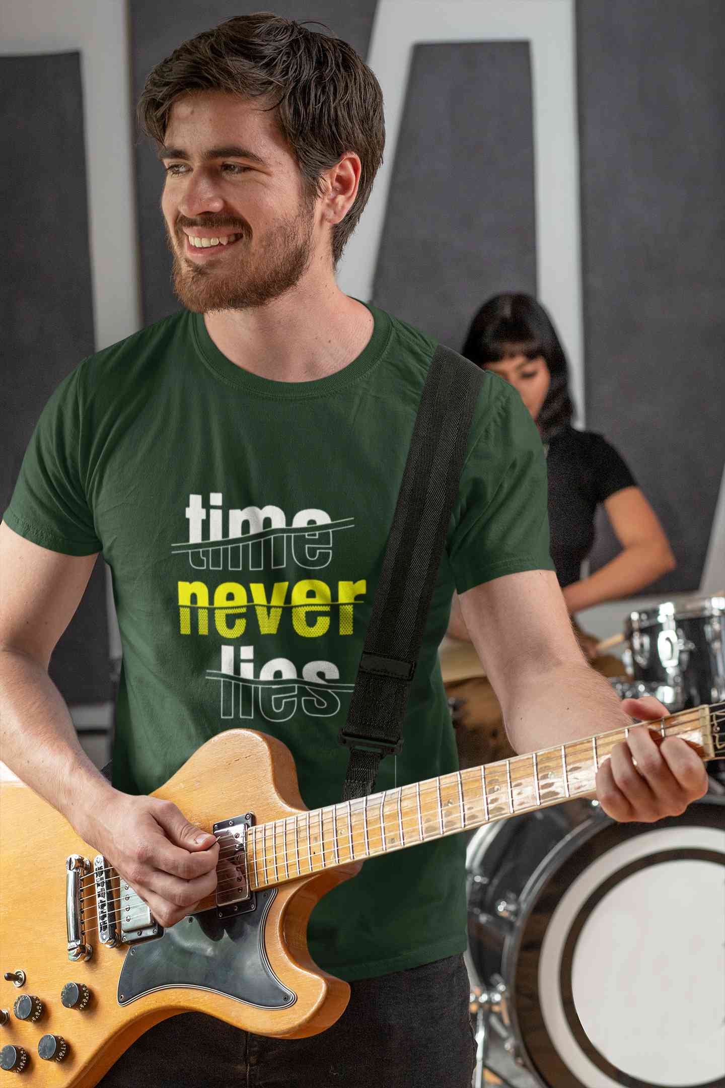 Time Never Lies Typography Mens Half Sleeves T-shirt- FunkyTeesClub