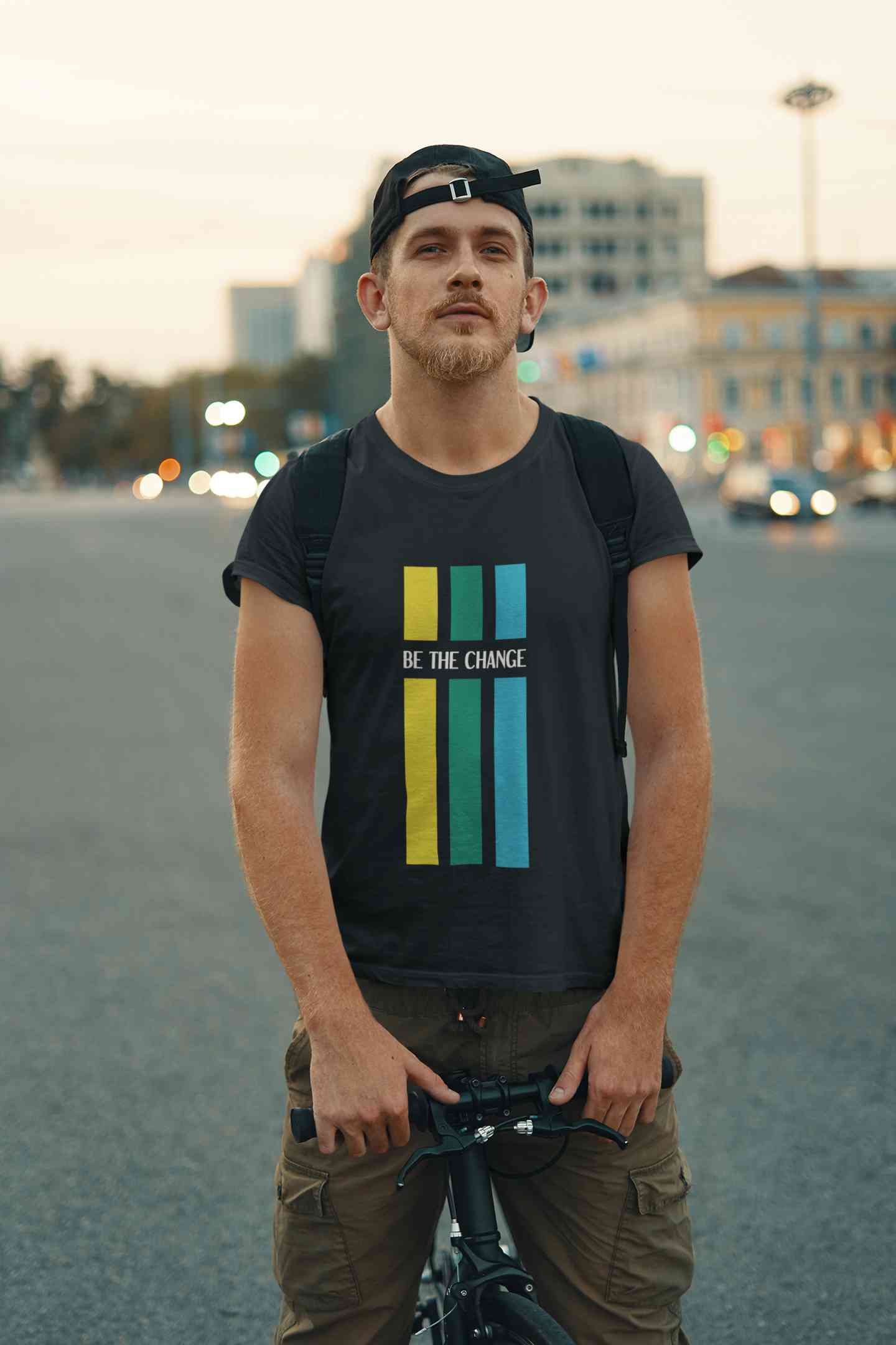 Be The Change Typography Mens Half Sleeves T-shirt- FunkyTeesClub
