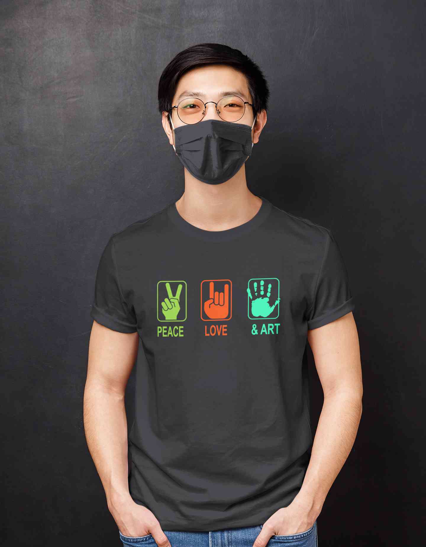 Peace Love And Art Mens Half Sleeves T-shirt- FunkyTeesClub