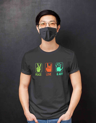Peace Love And Art Mens Half Sleeves T-shirt- FunkyTeesClub