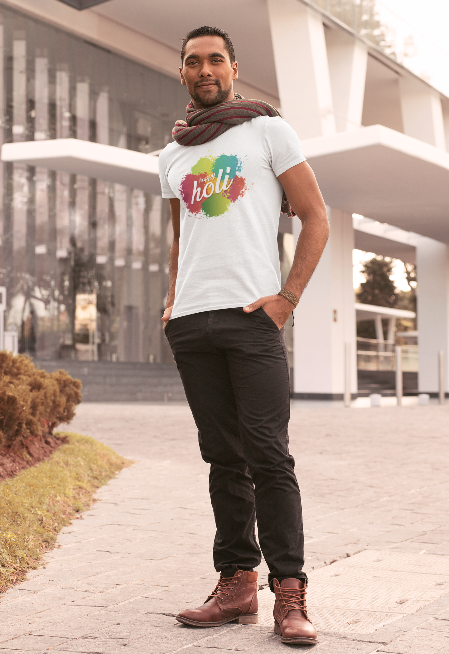 Happy Holi Mens Half Sleeves T-shirt- FunkyTeesClub