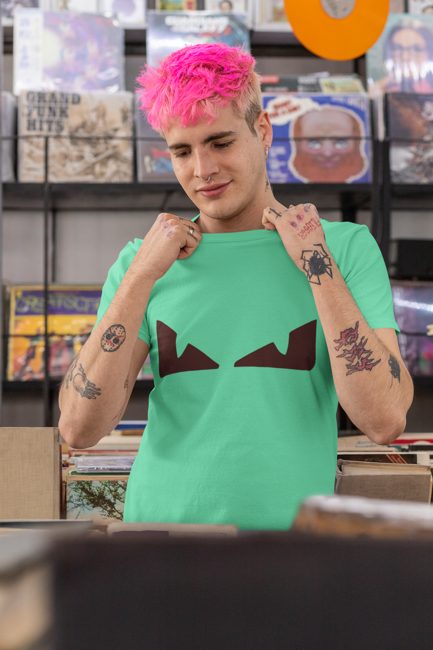 Scary Eye Mens Half Sleeves T-shirt- FunkyTeesClub