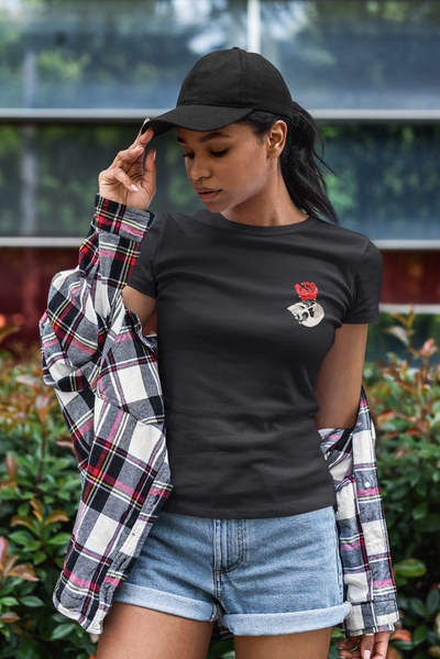 Skull Rose Women Half Sleeves T-shirt- FunkyTeesClub