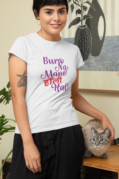 Bura Na Mano Holi Hai Women Half Sleeves T-shirt- FunkyTeesClub