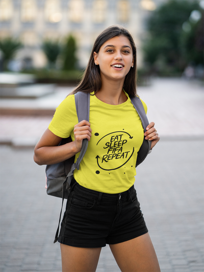 Eat Sleep Repeat Women Half Sleeves T-shirt- FunkyTeesClub