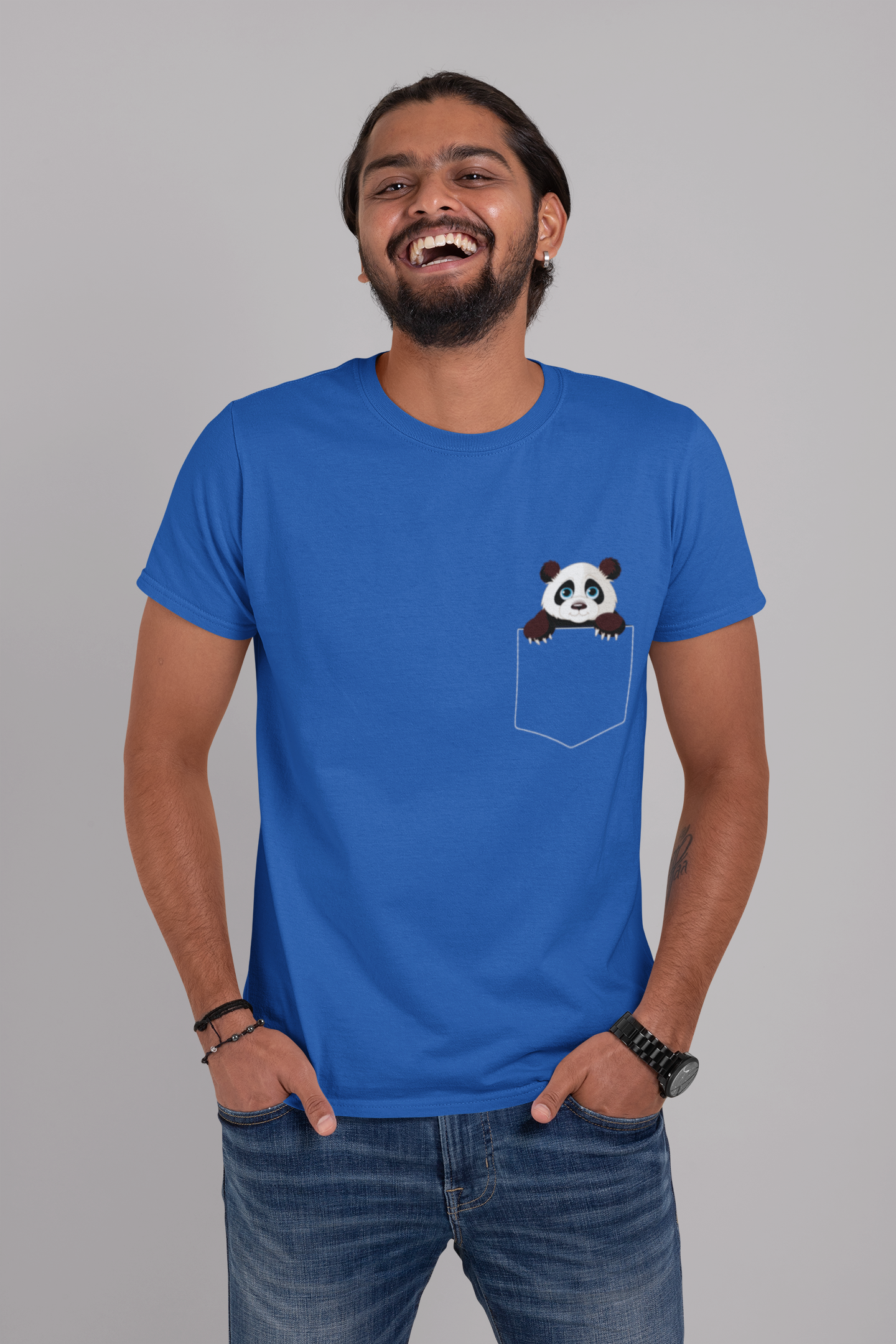Panda Mens Half Sleeves T-shirt- FunkyTeesClub