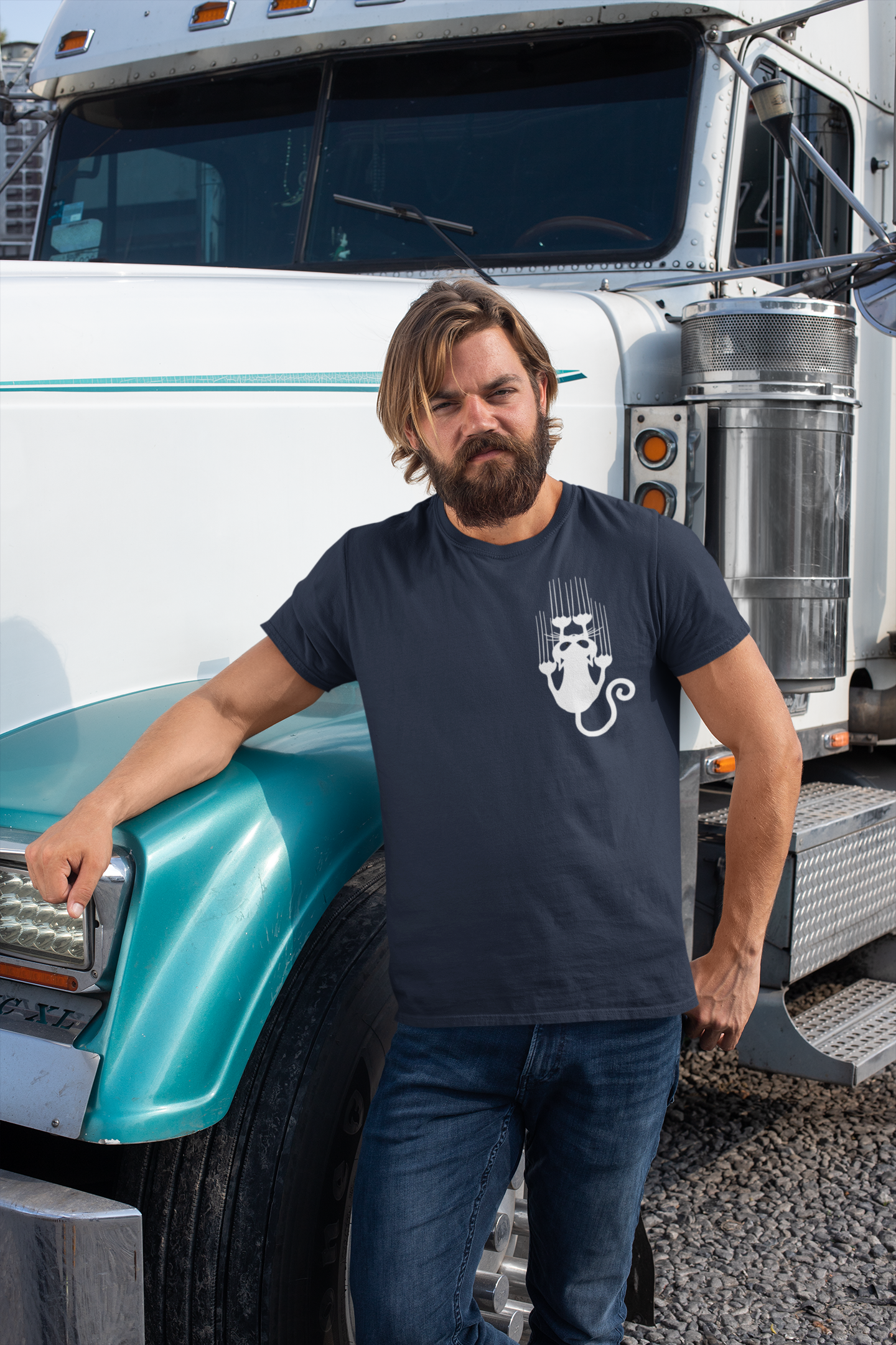 Sliding Cat Mens Half Sleeves T-shirt- FunkyTeesClub
