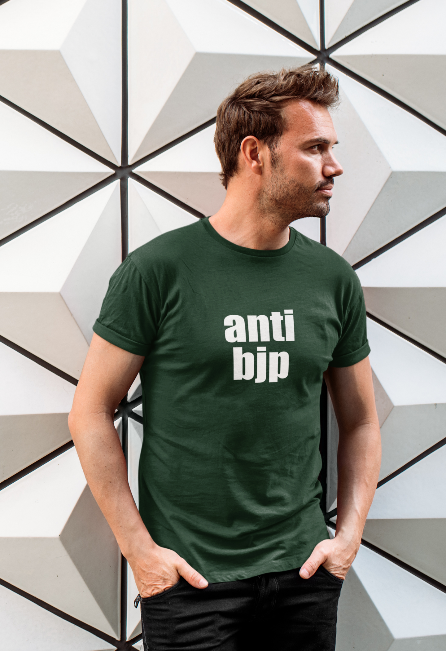 Anti Bjp Anti Government Mens Half Sleeves T-shirt- FunkyTeesClub