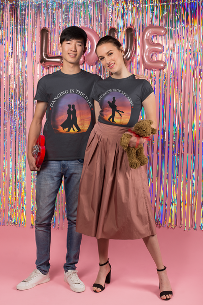 Dancing In The Dark You Between My Arms Couple Half Sleeves T-Shirts -FunkyTeesClub