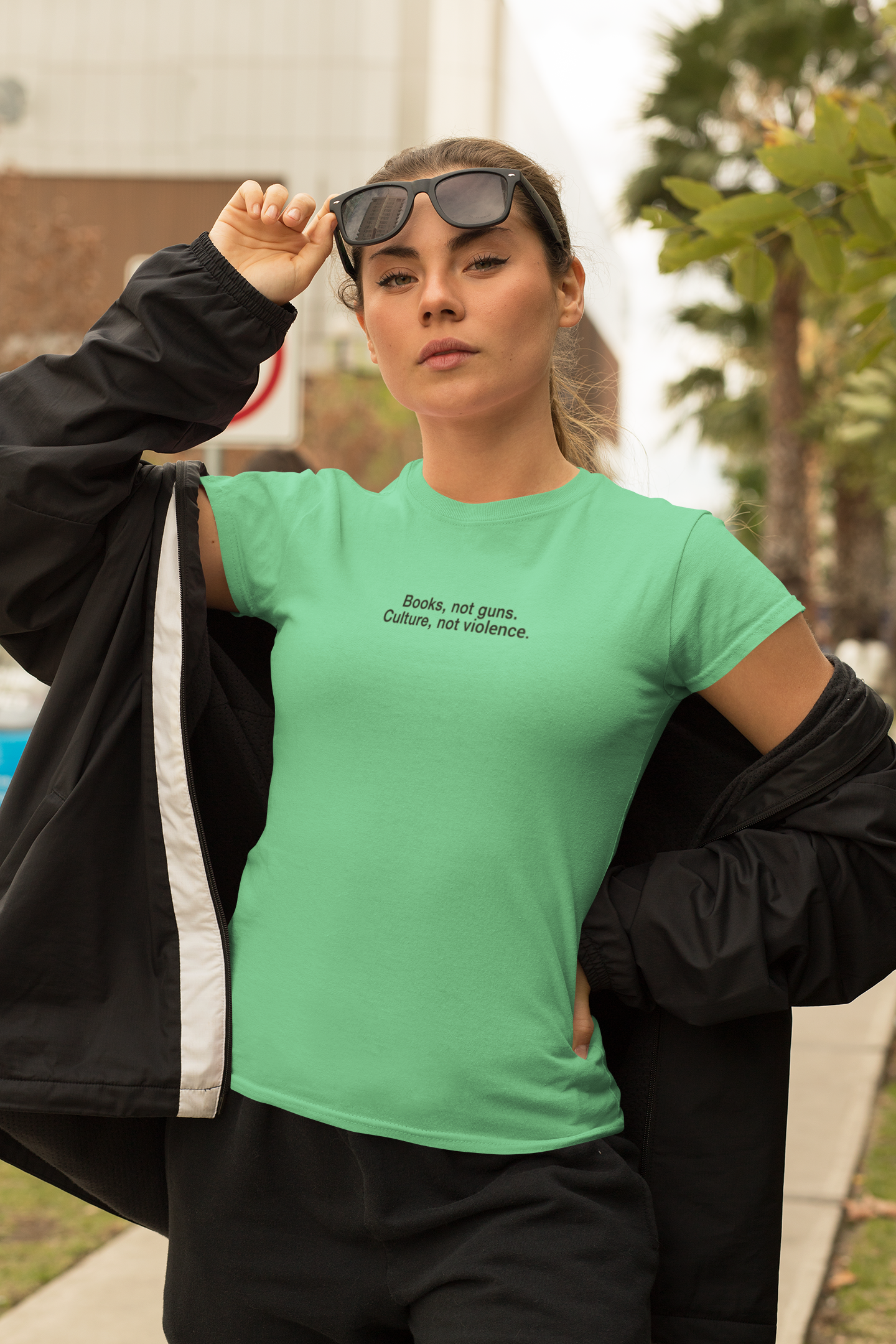 Books Not Guns Minimal Women Half Sleeves T-shirt- FunkyTeesClub